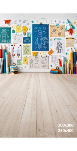 Tło fotograficzne „Kosmiczna pracownia młodego odkrywcy – edukacyjna aranżacja STEM” | 4175